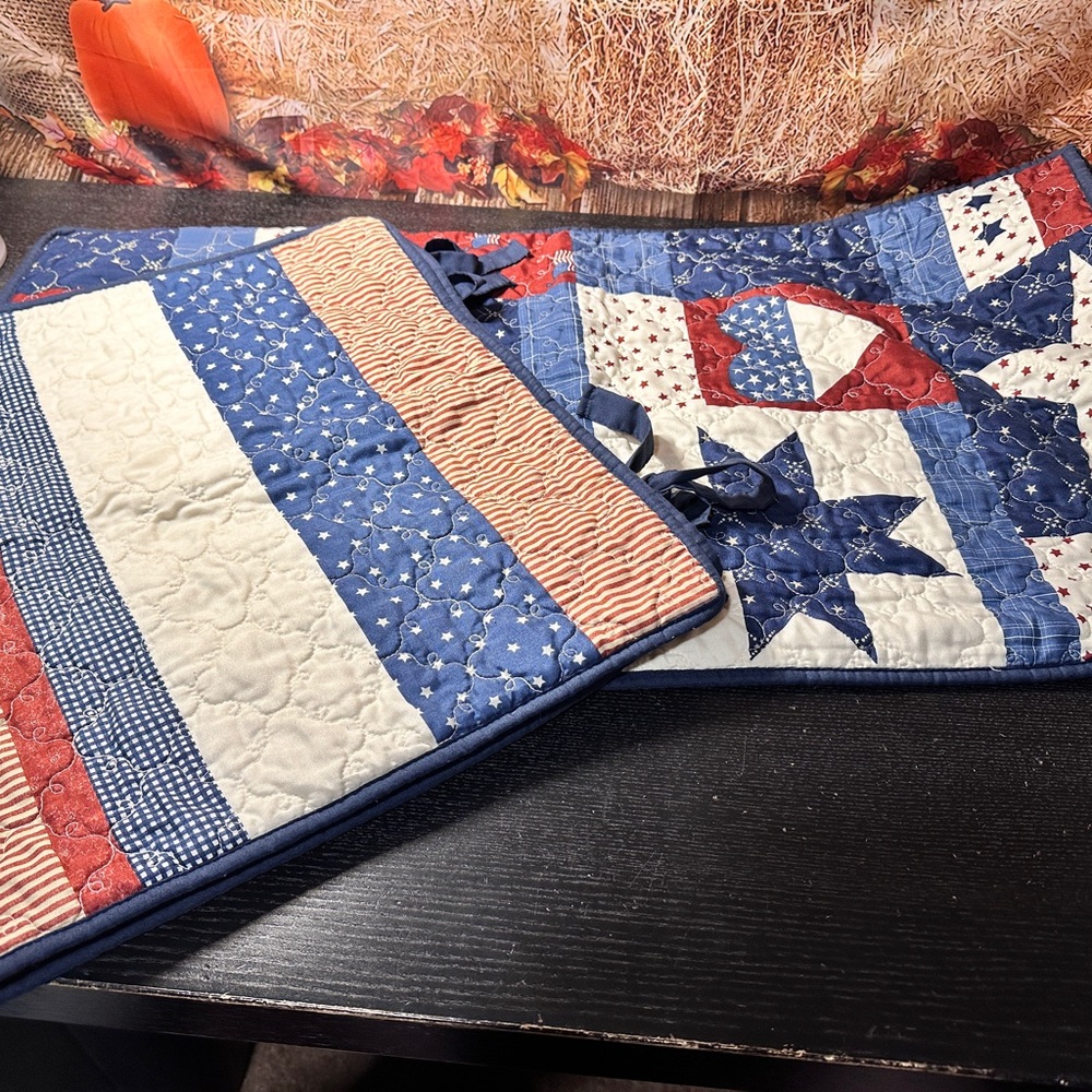 Quilted Stars and Stripes pillow covers patriotic theme Double Sided 20x36 king